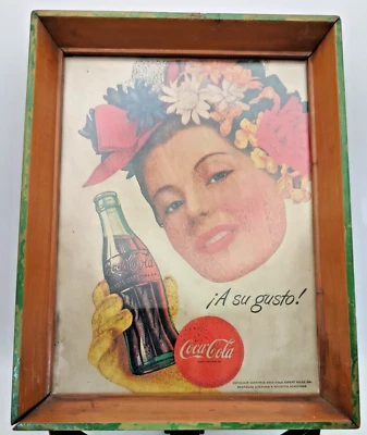 BEAUTIFUL RARE COKE COCA-COLA FRAMED w/GLASS ADVERTISING 'To Your Taste' c1950 g - Image 1 of 4