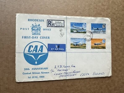 Rhodesia 1967 FDC (67)  Central Africa Airways #241-44 + CAA Logo Cachet +To UK - Image 1 of 3