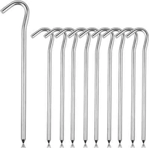 10pcs Aluminum Tent Stakes Pegs with Hooks Camping Tent Stakes for Outdoor 7inch - Picture 1 of 2