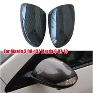 Tapa de cubierta de espejo retrovisor lateral de puerta con clip de fibra de carbono para Mazda 3 Mazda 6 2007~2013 - Imagen 1 de 12