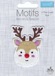 Iron On or Sew On Motifs Trimits Patch Mending Christmas Reindeer New - Picture 1 of 2