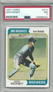 Tarjeta de béisbol Topps 1974 #413 Don Money, Milwaukee Brewers clasificación PSA 7 - Imagen 1 de 1