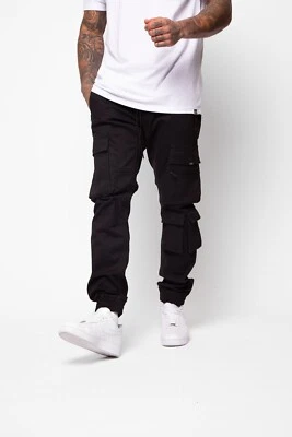 Valere Milano Herren Cargohose Kampf Chinos schmale Baumwolle konische Joggerhose - Bild 1 von 4