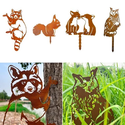 Garden Patio Decor Corten Steel Metal Animal Ornament Gift for Outdoor Lawn Yard - Image 1 of 4