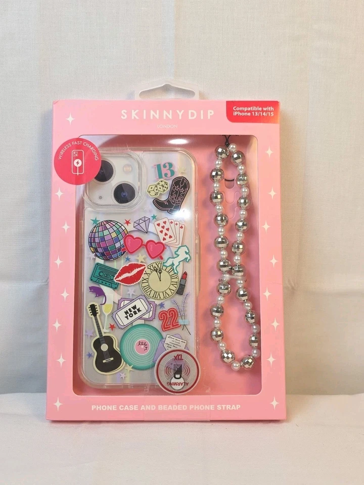 Guitarra Skinnydip Disco Ball Vaquera iPhone 13 14 15 Pro Max N.York Correa con Cuentas Foto 1 de 4