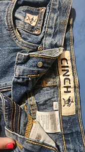Cinch Jeans Boys 12 Slim 12S Blue Medium Wash Cowboy Denim Bootcut Distressed - Picture 1 of 3