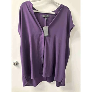 Eloquii Purple V-Neck Hi-Low Tunic Top Blouse Flowy Plus Size 24 - Picture 1 of 5