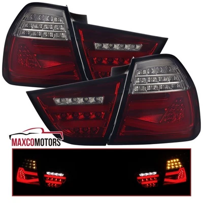 Red Smoke Tail Lights Fits 2009-2011 BMW E90 325i 328i 3-Series Sedan LED Lamps Foto 1 de 4
