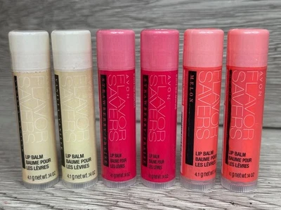 Lote 6 mezclados ahorradores de sabor bálsamo labial Avon vainilla, melón, fresa combo Foto 1 de 2