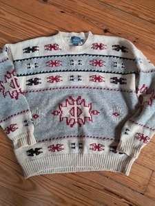 Vintage 90s Woolrich Sweater Wool Geometric Aztec Southwestern Knit Xl - Picture 1 of 2