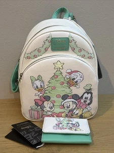 Loungefly Disney Mini Rucksack & Geldbörse Mickey & Friends Weihnachtsbaum NEU - Bild 1 von 8