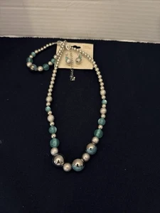 Set Halskette, Ohrring, Armband unmarkiert (neu) - Bild 1 von 6