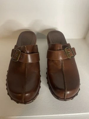 Ecco Womens Size 37 US 6 - 6.5 Clogs Shoes Brown Leather Block Heel Mary Jane - Image 1 of 4