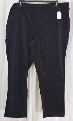 Isaac Mizrahi Live! Pantalones de terciopelo para mujer de pierna recta negros talla grande 26W Foto 1 de 3