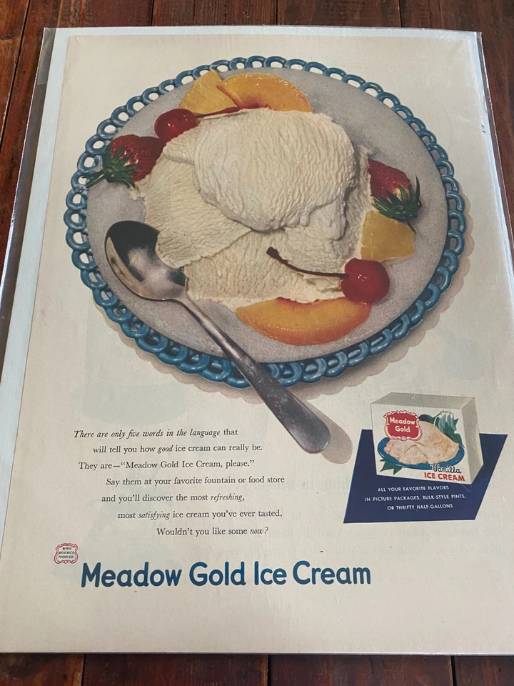 Anuncio lácteo helado vainilla dorado prado 1952 vintage Foto 1 de 1