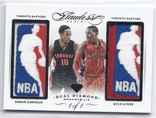 1of1 DeMar DeRozan Kyle Lowry 2014-15 Panini Flawless Dual Logoman Patch 1/1 NBA