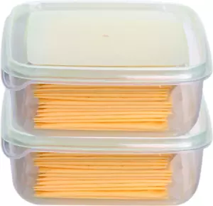 2 Pack-Cheese Slicer Storage Containers with Lids Airtight Keeps Slice Cheese - Picture 1 of 11