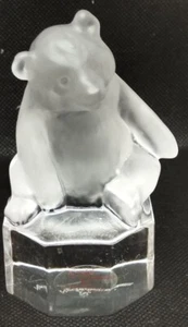 Nachtmann Frosted Crystal Bear Figurine Germany Signed Used - Picture 1 of 7