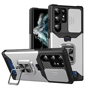 For  Samsung S24FE S25 Ultra Ring Stand Rugged Protection Case with Lens Cover - Picture 1 of 19