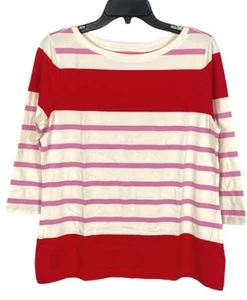 Isaac Mizrahi Live Women Always Isaac Stripe Boat Neck Top w/ 3/4-Sleeves Size S - Picture 1 of 7