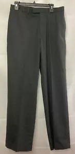 Perry Ellis Mens Dress Pants Size 32X32 Brown Pinstripe Flat Front Designer E2 - Picture 1 of 13