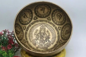9" Lord Ganesh gravierte Klangschale - Meditation - Zuhause und Wohnen - Yogaschale - Bild 1 von 6