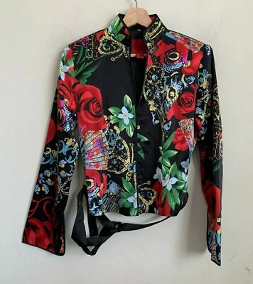 JS Collection Jacket Belt Silk Black Red Multi Floral Oriental Print Lined Sz 6 - Image 1 of 4