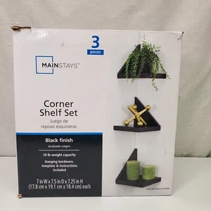 Mainstays 7" 3-Piece MDF Corner Shelf Set, Black Finish - Picture 1 of 8
