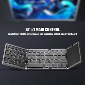 Folding Keyboard Tri-Folding Wireless Bluetooth Keyboard with Touchpad Keyb B7J6 - Picture 1 of 21