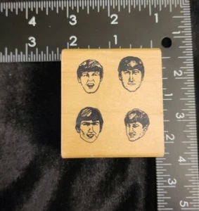 BEATLES FAB FOUR Wood  Mounted Rubber Stamp Music  Detailed Rubber Stamps NEW - Picture 1 of 3