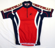 Castelli Short Sleeve Cycling Jersey Mens Size L 1/4 Zip Red Blue Beige