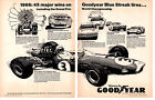 1967  JACK BRABHAM FORMULA 1 / FORD GT-40  ~  ORIGINAL 2-PAGE GOODYEAR AD