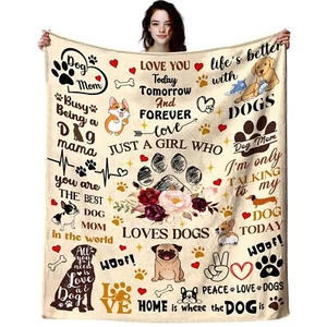 Dog Gifts Blanket Cute Puppies Pet Throw Blanket for Dog Owners Dog Lovers Ad... - Picture 1 of 7