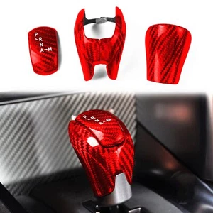 Console Gear Shift Knob Cover Trim For NISSAN GTR R35 2008-2016 Red Carbon Fiber - Picture 1 of 10