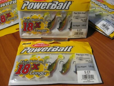 2 Packs Berkley Power Bait Fishing - 1/8 Oz Pre-Rigged Swim Shad - 2" Firetiger - Image 1 of 3