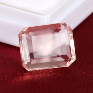 Stunning Lab Created Rose Quartz Gemstone Emerald Cut 6 CARAT For Locket - Picture 1 of 5
