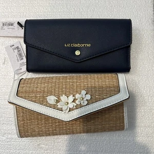 Lot Of 2 Liz Claiborne Faux Leather Trifold Wallet - Picture 1 of 10
