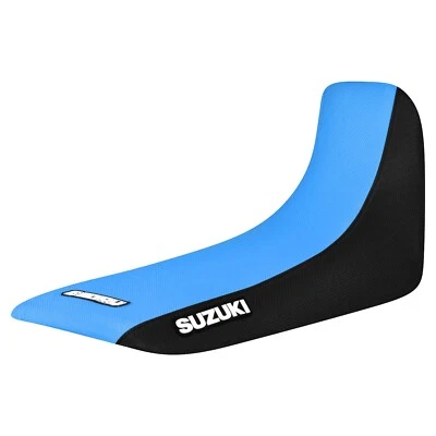 Cubierta de asiento con pinza para Suzuki DR 650 S 1992-1995 NEGRO/AZUL CLARO LOGOTIPO ESTÁNDAR 444 Foto 1 de 4