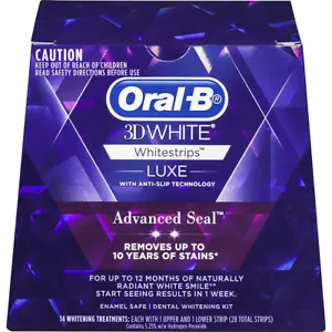 Oral-B 3D White Luxe Advance Seal Whitestrips, 14 Teeth Whitening Treatments - Picture 1 of 1