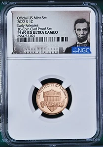 2022S US Mint 10-Coin-Silver-Proof-SET Version LINCOLN CENT Penny NGC PF69 RD ER - Picture 1 of 2