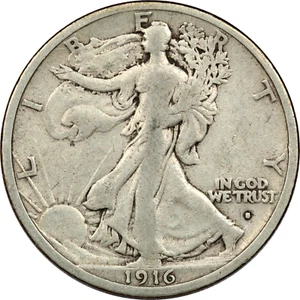 1916-S Walking Liberty Half Dollar 50C, Fine F - Picture 1 of 2