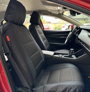 Heavy Duty Seat Covers For 2023 Nissan Pathfinder Black Canvas Jacquard Front - Picture 1 of 4