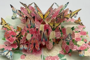 Cardinal Butterfly Garden 3D Pop Up Card Flowers - Picture 1 of 5