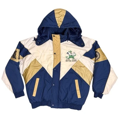 Vintage L Notre Dame Pro Player Hooded Puffer Jacket Coat Fighting Irish 90’s - Image 1 of 4