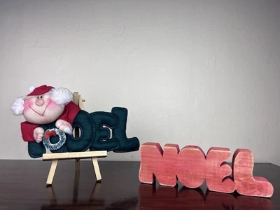 VTG Holiday Decor Lot of 2 Puffy NOEL Grandma Grannycore 11" Candle Holder 10” - Image 1 of 4