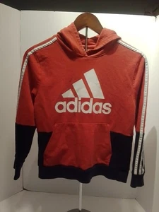 Adidas Felpa con Cappuccio Ragazzo Rosso/Nero/Tre Strisce Bianche Taglia 10-12 Medium - Foto 1 di 6