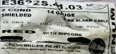 Carol E3622S 14/2C Solid Shield Plenum Fire Alarm Cable Wire FPLP/CL3P /100ft - Image 1 of 4