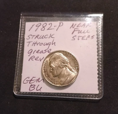 1982-P CH/GEM BU Jefferson Nickel ERROR w/ near Full Steps from OBW UNC roll - Image 1 of 4