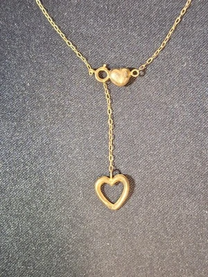 10KT Solid Yellow Gold 1.0mm Rolo Link Chain/Anklet Bracelet With Hearts - Image 1 of 4