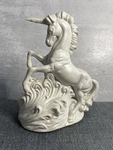 Vintage 80s Aldon Fine Porcelain Unicorn Figurine Wind Up Musical White Ceramic - Picture 1 of 8